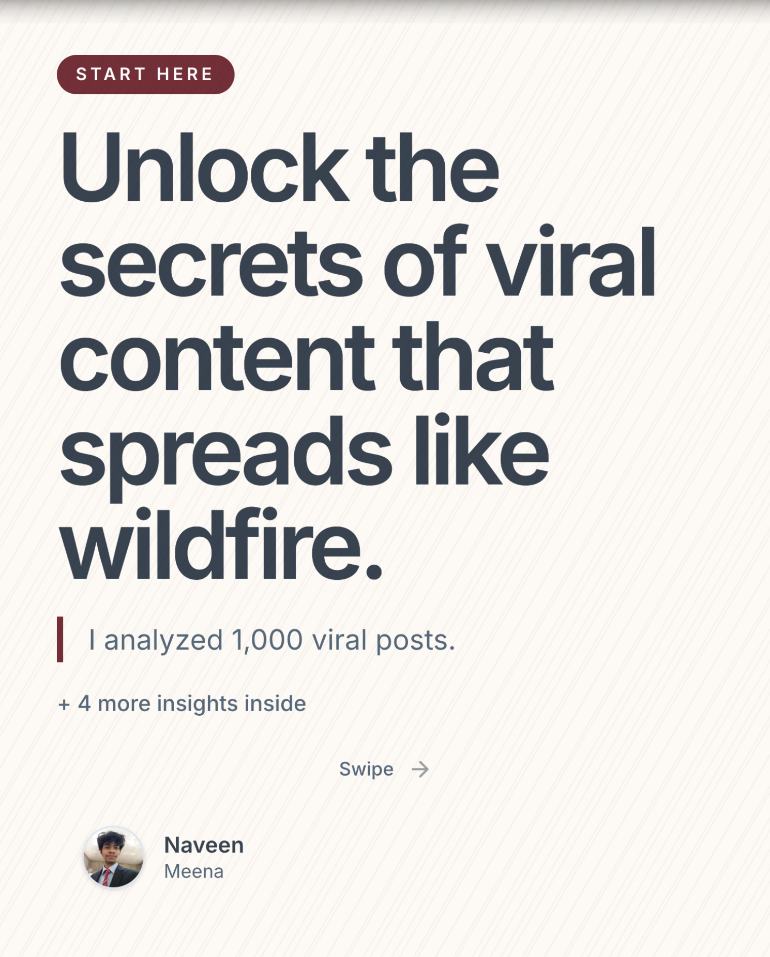 Example LinkedIn carousel first slide with a bold hook headline, clean typography, and professional design generated by LinkDeck AI