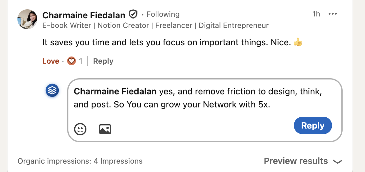 Charmaine Fiedalan's LinkedIn post